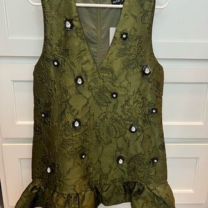 Jacquard Green Sleeveless Dress